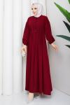 KREP TESETTÜR ELBİSE Bordo