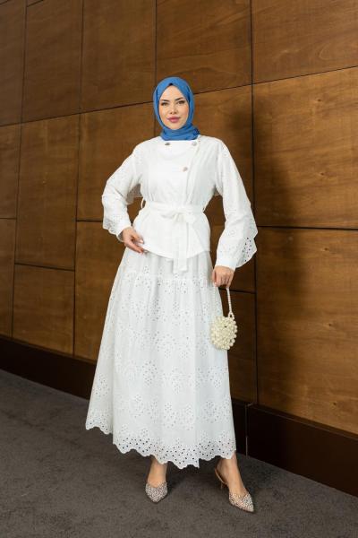 SEHER TESETTÜR ETEKLİ TAKIM Beyaz