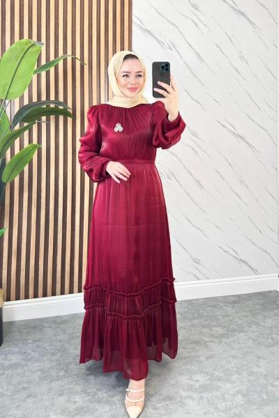 BEHİCE TESETTÜR ELBİSE Bordo