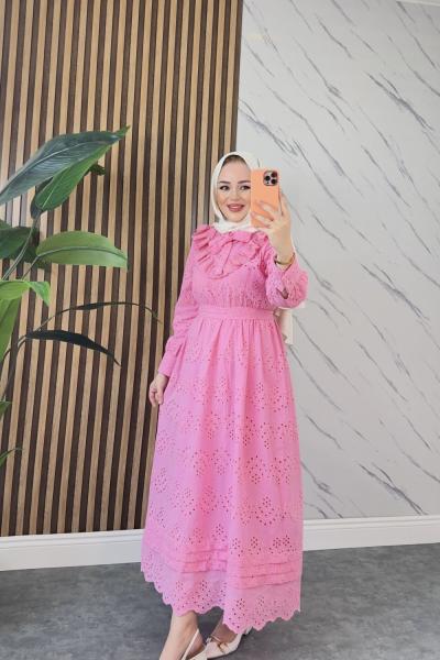 TÜLAY TESETTÜR ELBİSE Pembe