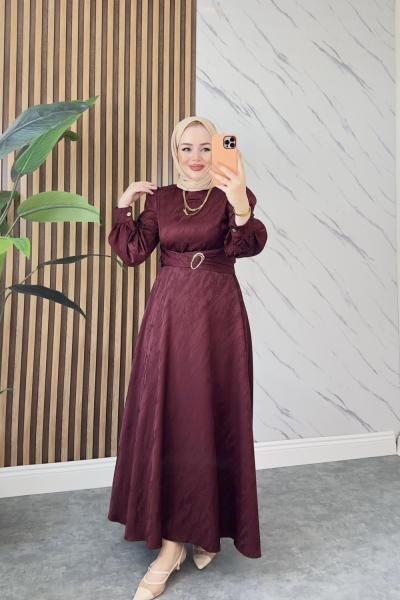 LİVA TESETTÜR ELBİSE Bordo