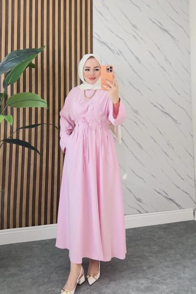 SİMGE TESETTÜR ELBİSE Pembe