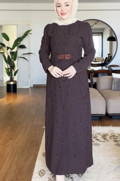 AYSEL TESETTÜR ELBİSE  Kahve