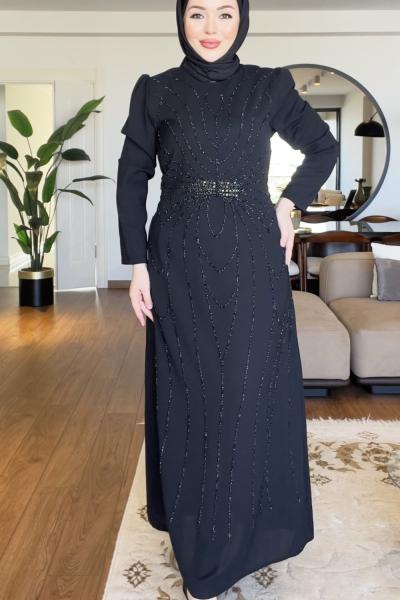 AYSEL TESETTÜR ELBİSE  Siyah