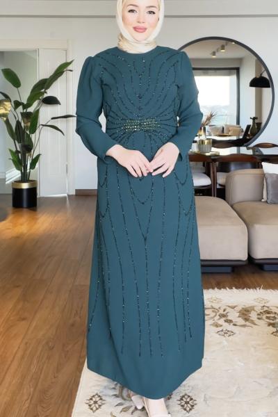 AYSEL TESETTÜR ELBİSE  Zümrüt