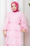 RAVZA TESETTÜR ELBİSE  Pembe