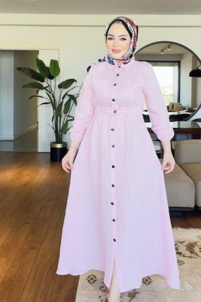 MİNA TESETTÜR ELBİSE Pembe