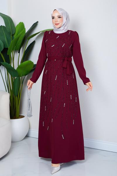 FUNDA TESETTÜR ELBİSE Bordo