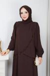 AZİZE MODEL TESETTÜR ETEKLİ TAKIM Kahve