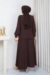 AZİZE MODEL TESETTÜR ETEKLİ TAKIM Kahve