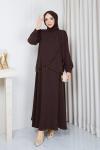 AZİZE MODEL TESETTÜR ETEKLİ TAKIM Kahve