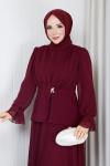HİLAL TESETTÜR ABİYE TAKIM Bordo