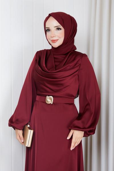 CİSEM TESETTÜR ABİYE ELBİSE Bordo
