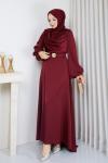 CİSEM TESETTÜR ABİYE ELBİSE Bordo