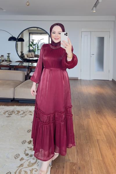 ESVET TESETTÜR ELBİSE Bordo