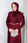 GAYE TESETTÜR ABİYE ELBİSE  Bordo